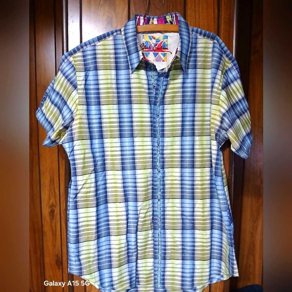 Robert Graham Blue and Green Striped Shirt